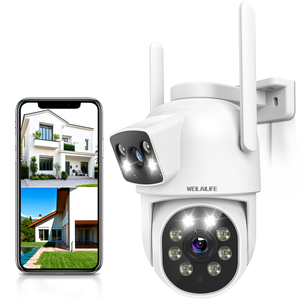 WEILAILIFE 【Dual Lens Linkage】 Outdoor Wireless PTZ Security Camera, 2.4/5GHz Home WiFi Video Surveillance Cameras, 360° View, Auto Tracking, IP66 Waterproof, SD/Cloud Storage