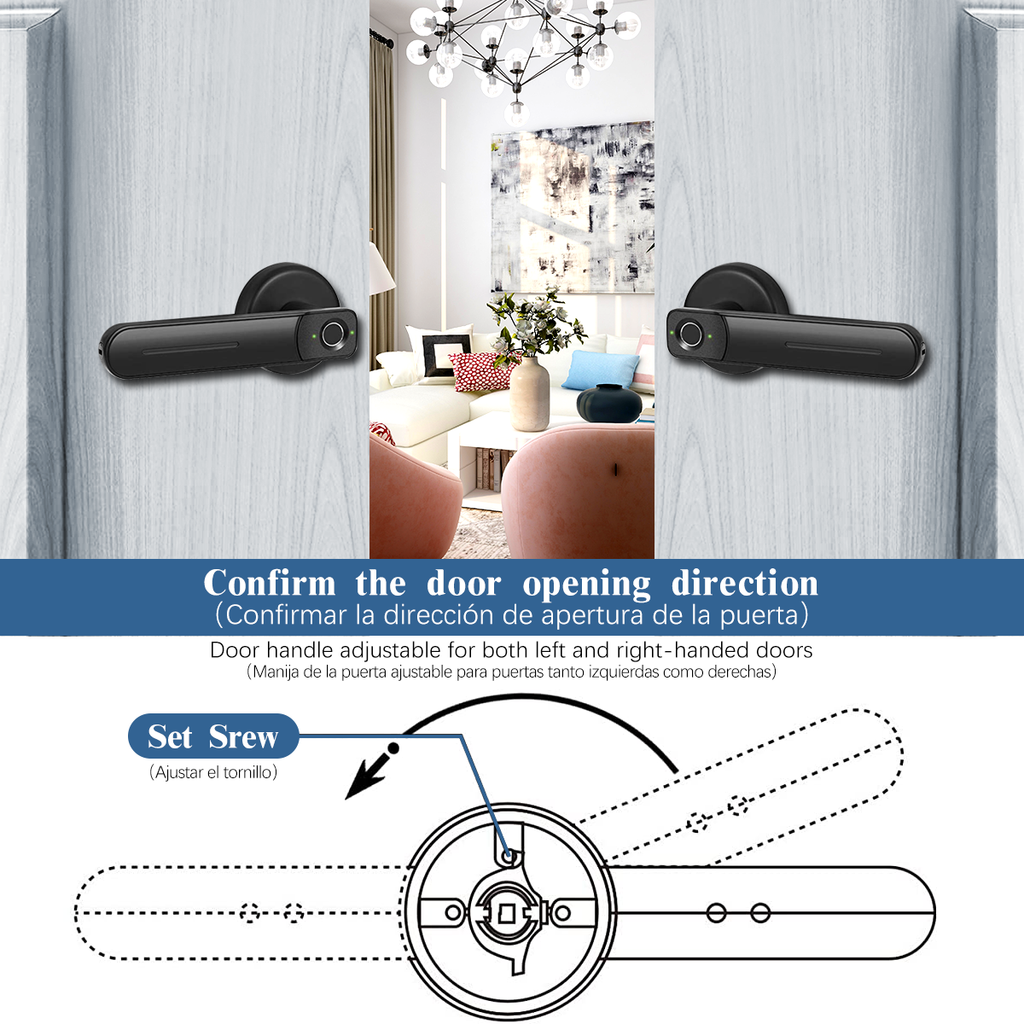 Smart Fingerprint Door Lock Electronic Biometric Safe Door Lock with Handle Key Less Entry Bedroom Mechanical Door Lock Door Lever Lock with