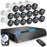 【2-Way Audio & 130° Ultra Wide-Angle】 4K 8MP Outdoor Wired Security Camera System, Wired Home Security Camera System, Home Surveillance DVR Kits