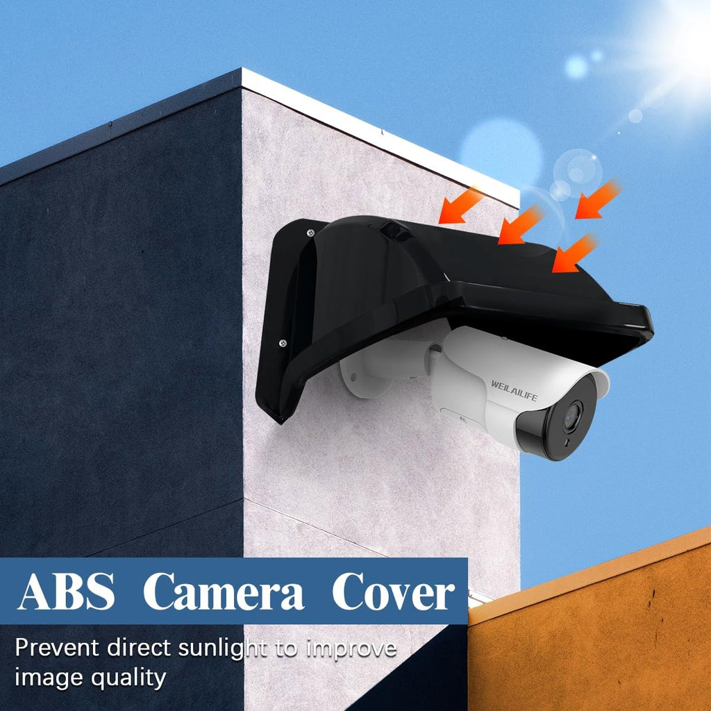 Universal Security Camera Covers Shield Sun Rain, Waterproof Protective Roof for Bullet, Dome Cameras, ABS Plastic Shade Cover (Black)
