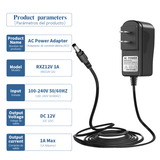 12V 1A DC Power Supply Adapter, Output DC 12V 1000mA, Input AC 100V-240V/50 or 60Hz, US Plug,10ft AC to DC Power Cord (Black)