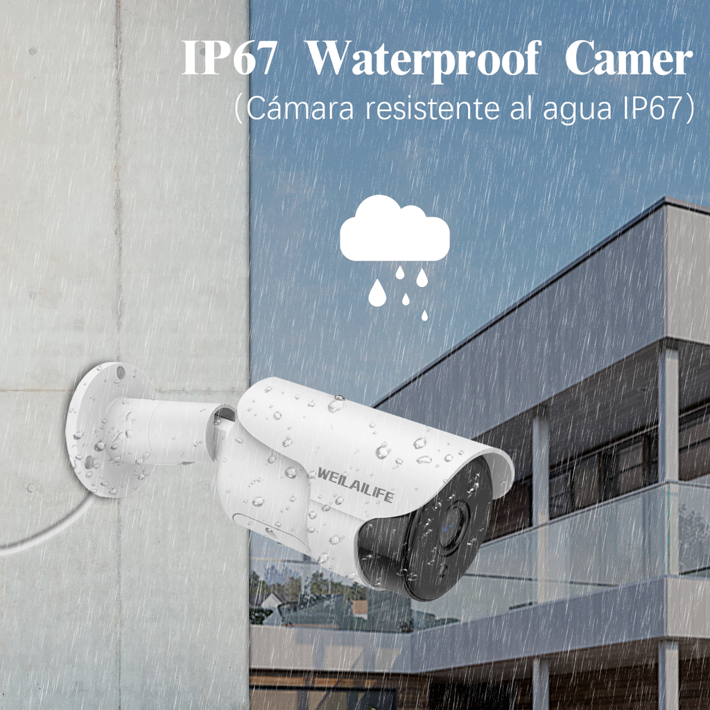 Cámara de seguridad PoE de 5.0MP, cámara IP de vigilancia con cable para exteriores/interiores, con audio bidireccional, visión nocturna y detección de movimiento.