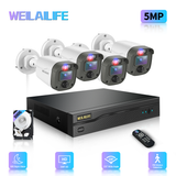 【Alerta visual con LED intermitentes】 Sistema de cámara de seguridad con cable para exteriores, sistemas de videovigilancia para el hogar, cámaras CCTV con grabador DVR
