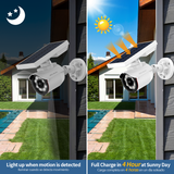 Luz solar con sensor de movimiento para exteriores, reflector de seguridad solar inalámbrico, focos LED de 800 lúmenes para jardín, patio trasero, camino, porche.