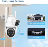 WEILAILIFE 【Dual Lens Linkage & 2-Way Audio】 2K 4MP Outdoor Wireless PTZ Security Camera,360° View, 2.4/5GHz WiFi Home Security Cameras with Auto Tracking, IP66 Waterproof, SD/Cloud Storage.