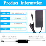 48V 2A Power Supply Adapter Compatible with 8 Port POE NVR, AC 100-240V to DC 48V 2A Power Adapter Charger ONLY for WEILAILIFE Security Camera