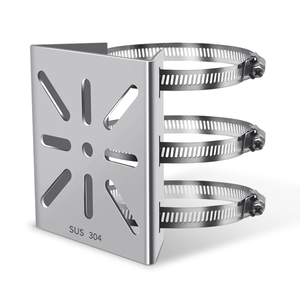 Soporte de esquina universal para poste vertical de cámara de seguridad, adaptador de acero inoxidable con 4 presillas, soportes de montaje para cámaras CCTV.