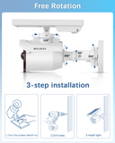 WEILAILIFE Outdoor Solar Powered Motion Sensor Lights Fake Security Camera Dummy Surveillance Cameras Waterproof Spotlights(1 Pack)