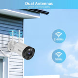 【Dual Antenna Enhanced & PIR Motion Detection】 2-Way Audio 5MP Outdoor Wireless Security Camera System, WiFi Video Surveillance, Home Security Cameras NVR