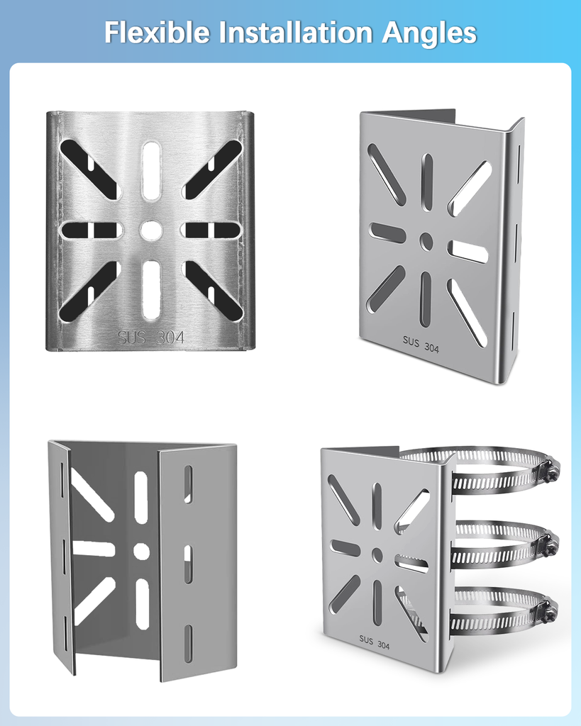 Loop Steel Bracket Universal Vertical Pole Corner Mount Bracket for Security Camera, Stai ...