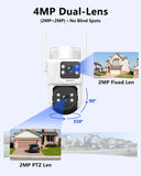 WEILAILIFE 【Auto Tracking & 2-Way Audio】 4MP Solar Powered Extend PTZ Camera, Wireless Outdoor Security Cameras, WiFi Home Video IP Camera(1 Pack)