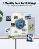 【Seguimiento automático y audio bidireccional】 Sistema de cámara PTZ con energía solar, cámaras de seguridad inalámbricas para exteriores, sistemas de videovigilancia WiFi para el hogar, kits DVR