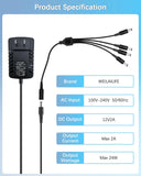 Adaptador de corriente alterna (AC) 100-240V 12V 2A para grabador de sistema de seguridad NVR