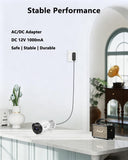 Adaptador de corriente continua de 12V 1A para cámaras de seguridad IP/CCTV. Salida DC 12V 1000mA, entrada AC 100V-240V/50 o 60Hz, enchufe de EE. UU. Incluye cable de alimentación AC a DC de 10 pies (negro)