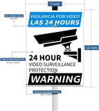 24-Hour Video Surveillance Warning Sign, Outdoor Aluminum Warning Sign, 12''x7'' Security Camera Signs for Home,Warehouse, Driveway Alert, Business,CCTV