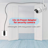 12V 1A Power Supply Adapter for IP/CCTV Security Camera, Output DC 12V 1000mA, Input AC 100V-240V, 50/60Hz, US Plug,10ft AC to DC Power Cord (Black)