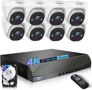 【2-Way Audio & 130° Wide-Angle】 Wired Dome Security Camera System, Outdoor POE IP Cameras, Home Video Surveillance Camera Systems(Enjoy $20 Off Instantly)