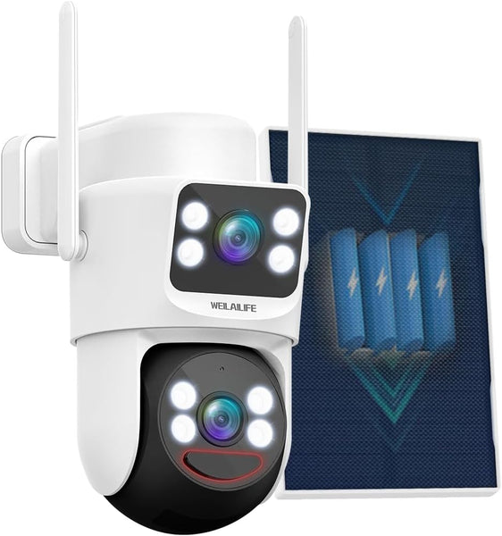 WEILAILIFE 4MP Solar Powered Extend PTZ Camera, Wireless Outdoor