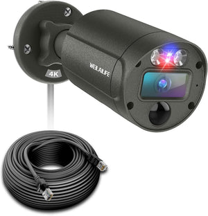 WEILAILIFE 【Flashing LEDs Visual Alert】 4K 8.0Megapixel Extend Wired Security Camera, POE IP Security Camera, Wired Cameras for Home Security, Home Video Surveillance Camera