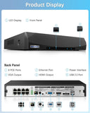 4K 8CH POE NVR Network Video Recorder, Supports up to 8 x 8MP/4K IP Cameras, Supports up to 8TB Hard Drive