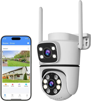 WEILAILIFE 【Dual Lens Linkage】 5MP Outdoor Wireless Security Camera, PTZ WiFi Video Surveillance Cameras for Home Security