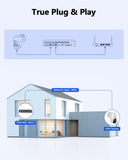 WEILAILIFE 【Audio bidireccional y zoom digital PTZ】 Cámara de seguridad IP PoE 4K de 8 MP, cámaras de seguridad con cable para exteriores e interiores, videovigilancia doméstica con cable LAN de 18,3 m