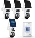 【Seguimiento automático y audio bidireccional】 Sistema de cámara PTZ con energía solar, cámaras de seguridad inalámbricas para exteriores, sistemas de videovigilancia WiFi para el hogar, kits DVR