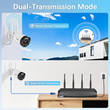 【2-Way Audio & PIR Motion Detection】 Dual Antenna Enhanced Outdoor Wireless Security Camera System, WiFi Video Surveillance, Home Security Cameras NVR, Complete with a 3M 12V1A Power Cable