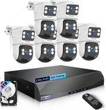 【2-Way Audio & Auto Tracking】 4K 8MP Wired Security Camera System, Outdoor POE PTZ IP Cameras, Home Video Surveillance Camera Systems