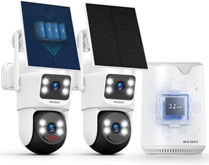 【Auto Tracking & 2-Way Audio】 Solar Powered PTZ Camera System, Wireless Outdoor Security Cameras, WiFi Home Video Surveillance Systems DVR Kits