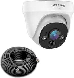 WEILAILIFE 【4K Ultra HD & 2-Way Audio】 Extend Wired Dome Security Camera, Home Video Surveillance Camera, Outdoor/Indoor POE IP Cameras