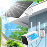 Load image into Gallery viewer, Solar Panel for Wireless Outdoor Security Camera, IP 66 Waterproof 5W Micro USB Port Cable &amp; Type-c Adapter Solar Panels with 10ft Cable, Continuous Power Supply for Rechargeable Solar Powered Cameras
