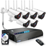 {3.0MP y Audio Bidireccional} Sistema de Cámaras de Seguridad Inalámbricas, Kits de Monitorización de Vigilancia WiFi con Doble Antena, Conjunto de 6 Cámaras de Video IP con Detección de IA, Visión Nocturna, Impermeables