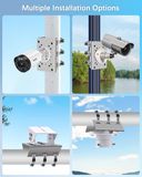 Universal Vertical Pole Corner Mount Bracket for Security Camera, Stainless Steel Pole Mount Adapter with 6 Loops, CCTV Cameras Mounting Brackets, Solar Panel Clamp