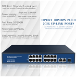 Conmutador PoE no gestionado de 16 puertos para Internet, alimentación a través de Ethernet, fácil de usar en el hogar u oficina. Plug-and-Play, carcasa metálica sin ventilador, montaje en escritorio o pared