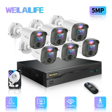 【Alerta visual con LED intermitentes】 Sistema de cámara de seguridad con cable, sistemas de videovigilancia para el hogar, cámaras CCTV con grabador DVR