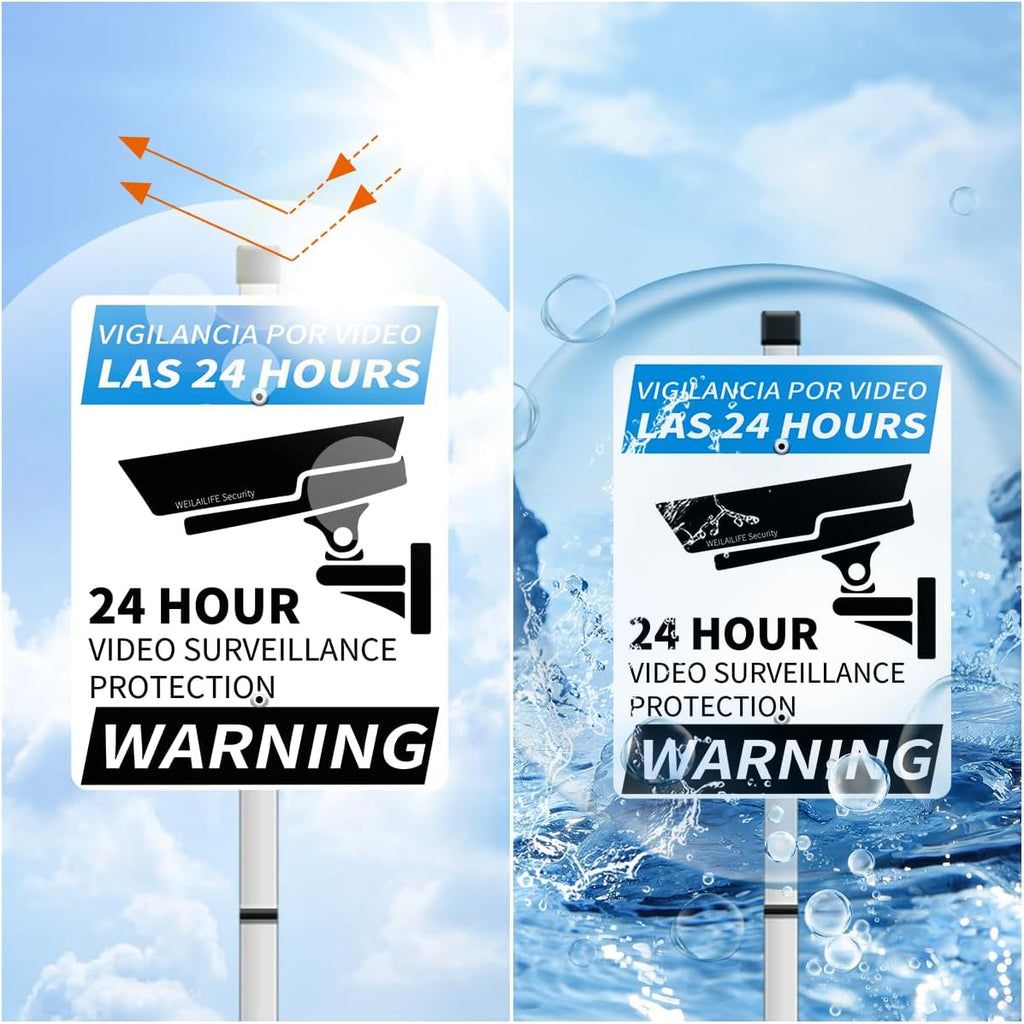 24-Hour Video Surveillance Warning Sign, Outdoor Aluminum Warning Sign ...