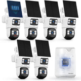 【Seguimiento automático y audio bidireccional】 Sistema de cámara PTZ con energía solar, cámaras de seguridad inalámbricas para exteriores, sistemas de videovigilancia WiFi para el hogar, kits DVR