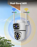 WEILAILIFE 【Dual Lens Linkage】 5MP Outdoor Wireless Security Camera, PTZ WiFi Video Surveillance Cameras for Home Security