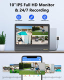 【All-in-One Security System】 Security Cameras Wireless Outdoor, WiFi Home Video Surveillance Systems, Solar Powered PTZ Security Camera System DVR Kits