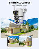 WEILAILIFE 【Dual Lens Linkage】 5MP Outdoor Wireless Security Camera, PTZ WiFi Video Surveillance Cameras for Home Security
