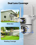 WEILAILIFE 【Dual Lens Linkage】 5MP Outdoor Wireless Security Camera, PTZ WiFi Video Surveillance Cameras for Home Security