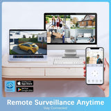【2-Way Audio & Wire-Free Solar Powered】 2-Antenna Enhanced Outdoor Solar Battery Wireless Security Camera System WiFi Home Video Surveillance Camera System Solar 6 Pack