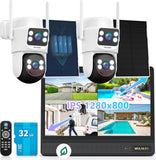 Sistema de seguridad todo en uno: cámaras de seguridad inalámbricas para exteriores, sistemas de videovigilancia WiFi para el hogar, sistemas de cámaras de seguridad PTZ con energía solar, kits DVR.