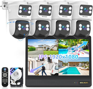【Ultra gran angular de 130° y audio bidireccional】Sistema de cámara de seguridad con cable para exteriores de 8 MP y 4K con detección de movimiento PIR, sistemas de videovigilancia y cámaras de seguridad para el hogar
