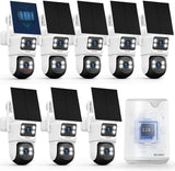 【Seguimiento automático y audio bidireccional】 Sistema de cámara PTZ con energía solar, cámaras de seguridad inalámbricas para exteriores, sistemas de videovigilancia WiFi para el hogar, kits DVR