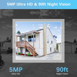 【2-Way Audio & PIR Motion Detection】 Dual Antenna Enhanced Outdoor Wireless Security Camera System, WiFi Video Surveillance, Home Security Cameras NVR, Complete with a 3M 12V1A Power Cable