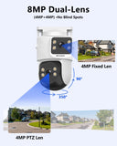 【All-in-One Security System】 4K Wired Security Camera System, Outdoor POE PTZ IP Cameras, Home Video Surveillance Camera Systems