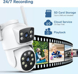 WEILAILIFE 【Dual Lens Linkage & 2-Way Audio】 2K 4MP Outdoor Wireless PTZ Security Camera,360° View, 2.4/5GHz WiFi Home Security Cameras with Auto Tracking, IP66 Waterproof, SD/Cloud Storage.