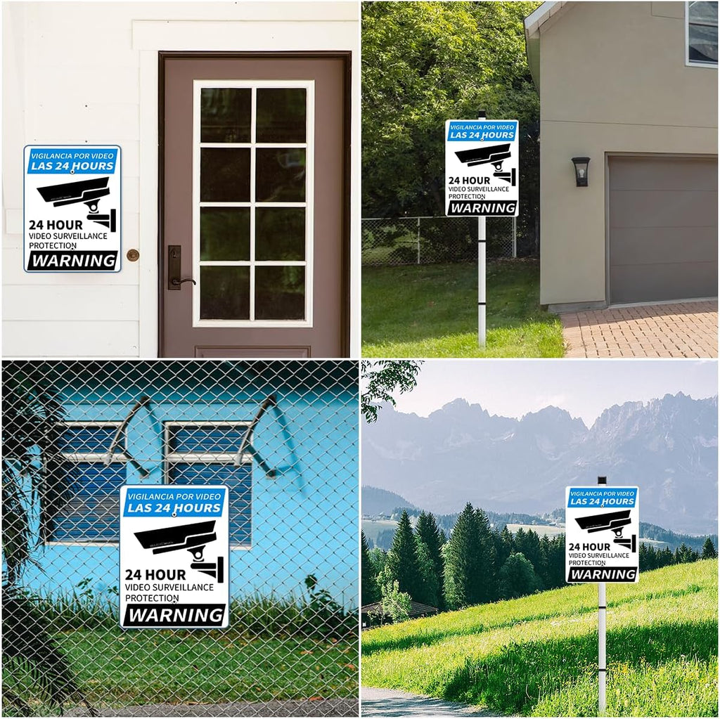 24-Hour Video Surveillance Warning Sign, Outdoor Aluminum Warning Sign ...